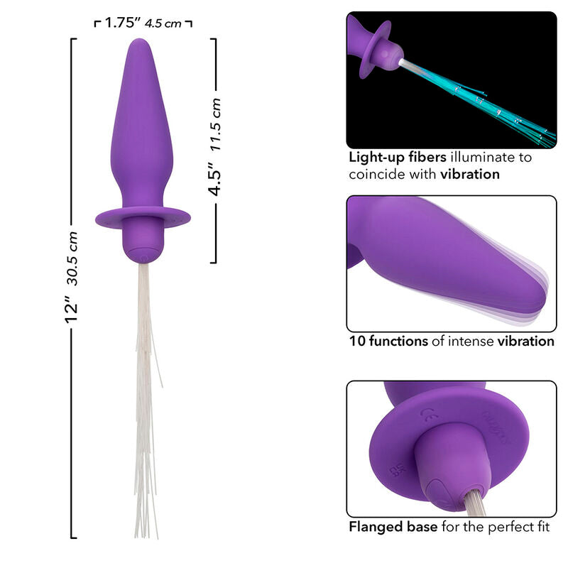 CALEXOTICS - SOUTHERN LIGHTS LIGHT UP GLOW ANAL PLUG 10 VIBRATIONS SILICONE PURPLE