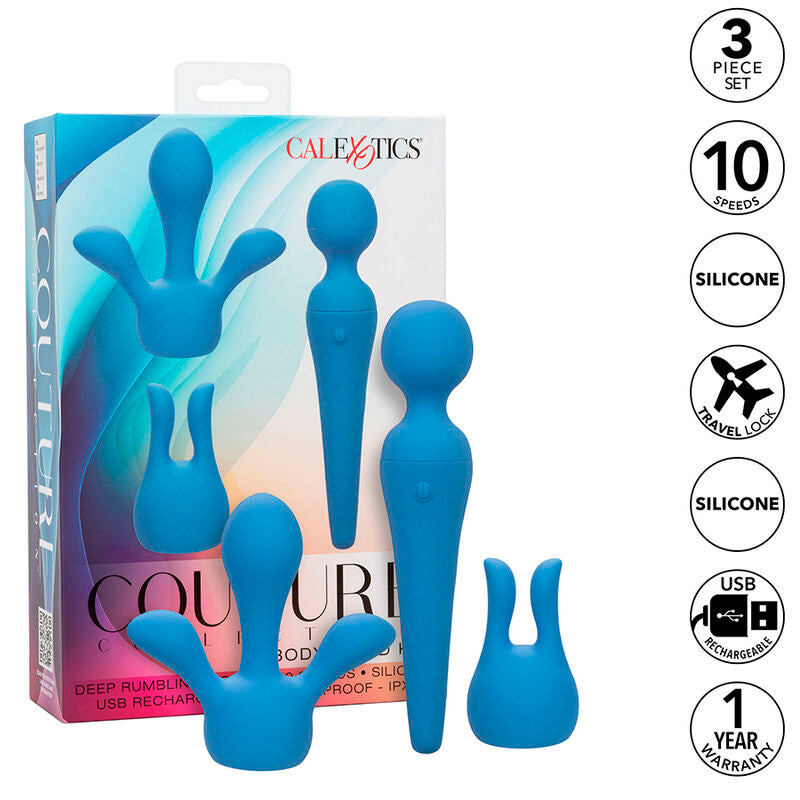 CALEXOTICS - KIT COUTURE VIBRATEUR WAND 10 VIBRATIONS BLEU