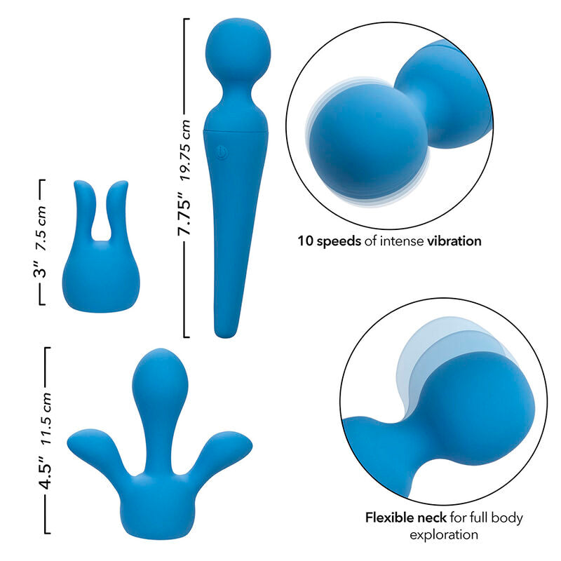 CALEXOTICS - COUTURE KIT VIBRATOR WAND 10 VIBRATIES BLAUW
