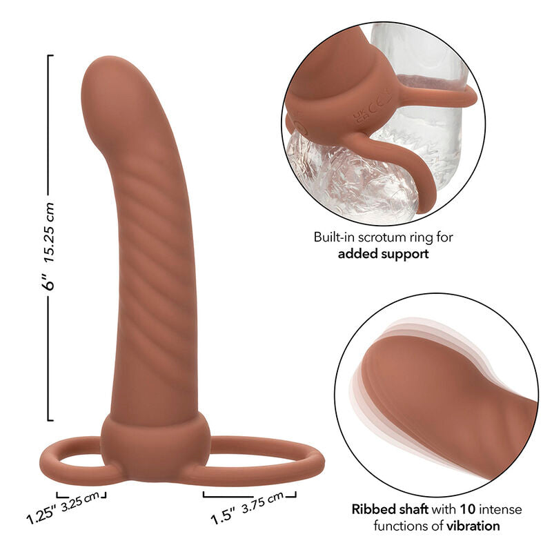 CALEXOTICS - MAXX RIBBED DUAL PENETRATOR 10 VIBRATIONEN BRAUN
