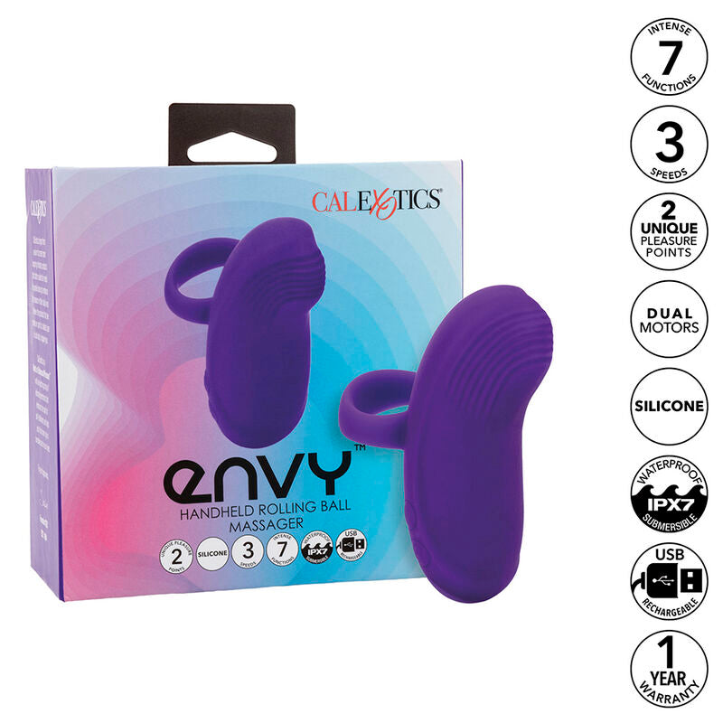 CALEXOTICS - ENVY MASSEUR POUR LES MAINS AVEC BILLE ROULANTE, 7 VIBRATIONS, VIOLET