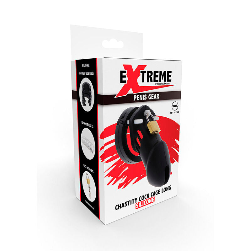 HIDDEN DESIRE - EXTREME SILICONE CHASTITY PUMP CAGE SIZE L BLACK