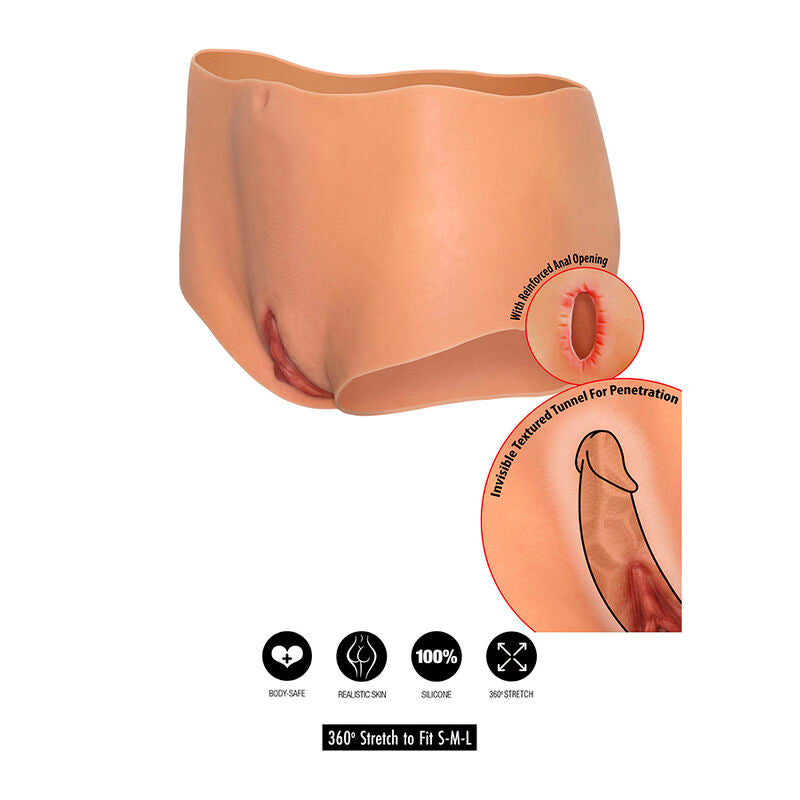 VERBORGEN VERLANGEN - ALTER EGO OPEN VAGINA EN ASS PANTY MET MID-TAILLE, NUDE KLEUR