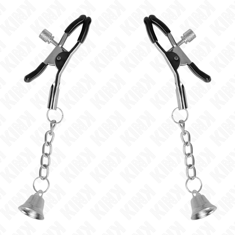 KINK - ZILVEREN TEPELKLEMMEN MET BEL HANGER 6 CM