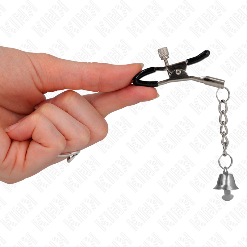 KINK - ZILVEREN TEPELKLEMMEN MET BEL HANGER 6 CM