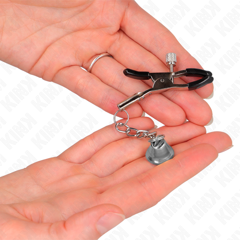 KINK - ZILVEREN TEPELKLEMMEN MET BEL HANGER 6 CM