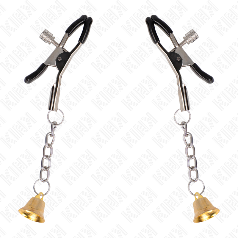 KINK - GOUDEN TEPELKLEMMEN MET BEL HANGER 6 CM