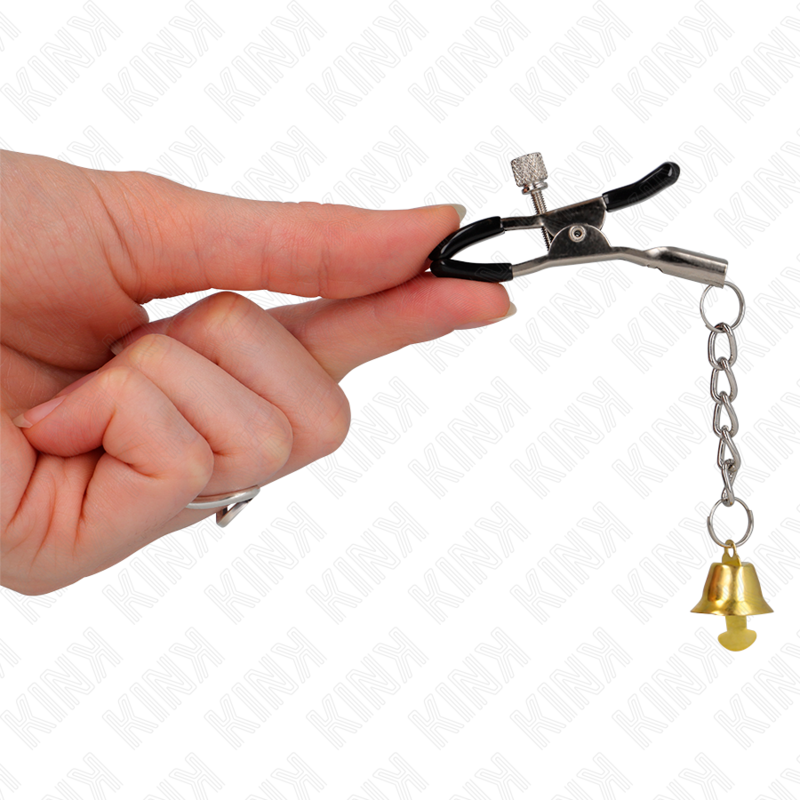 KINK - GOUDEN TEPELKLEMMEN MET BEL HANGER 6 CM