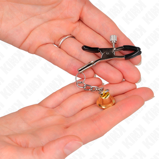 KINK - PINCES À TÉTONS DORÉS AVEC PENDENTIF CLOCHE 6 CM
