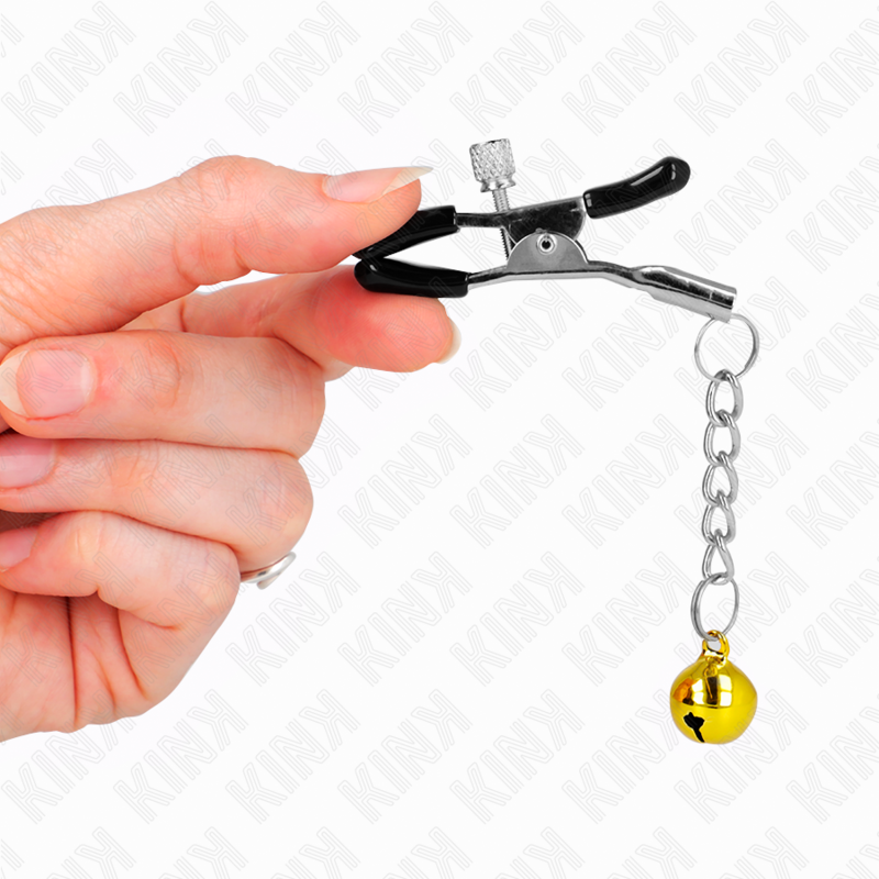 KINK - PINCES À TÉTONS PENDENTIF CLOCHETTES DORÉES 6 CM