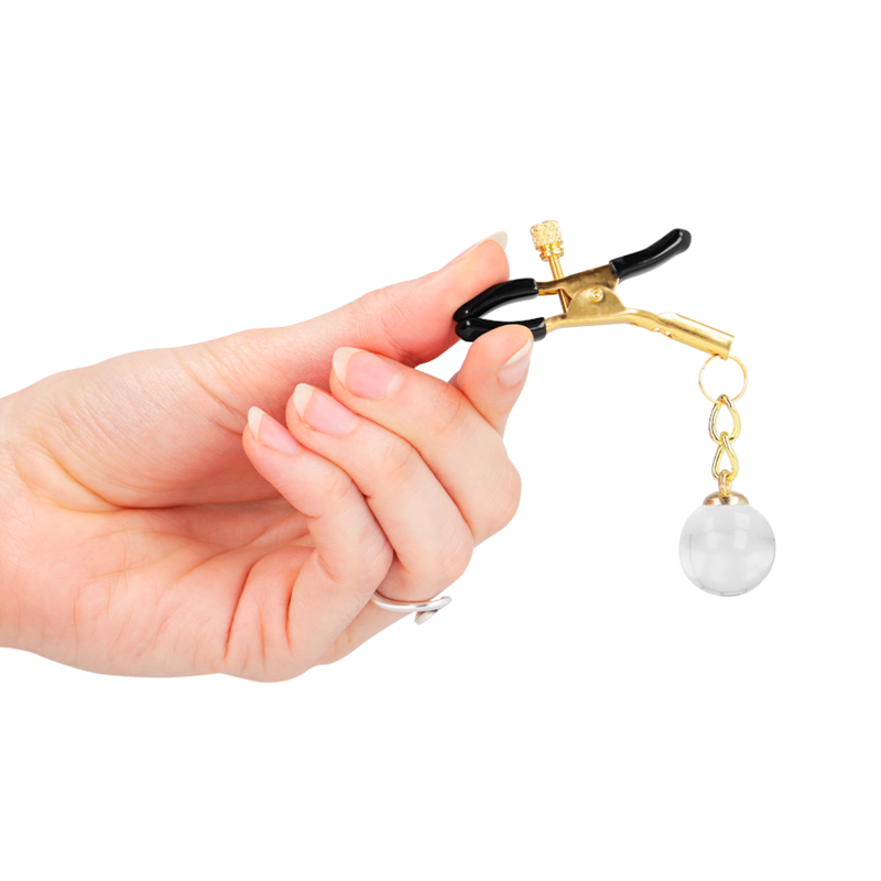 KINK - GLAZEN KRALEN TEPELKLEMMEN GOUD 6 CM
