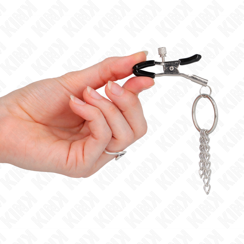 KINK - O-RING TEPELKLEM EN KLEINE KETTING ZILVER 6 CM