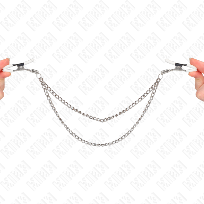 KINK - TEPELKLEMMEN MET 2 DUNNE KETTINGEN ZILVER 20/23 CM