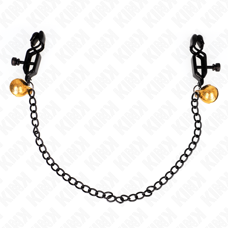 KINK - PLATTE KETTING TEPELKLEMMEN EN BEL ZILVER 30 CM