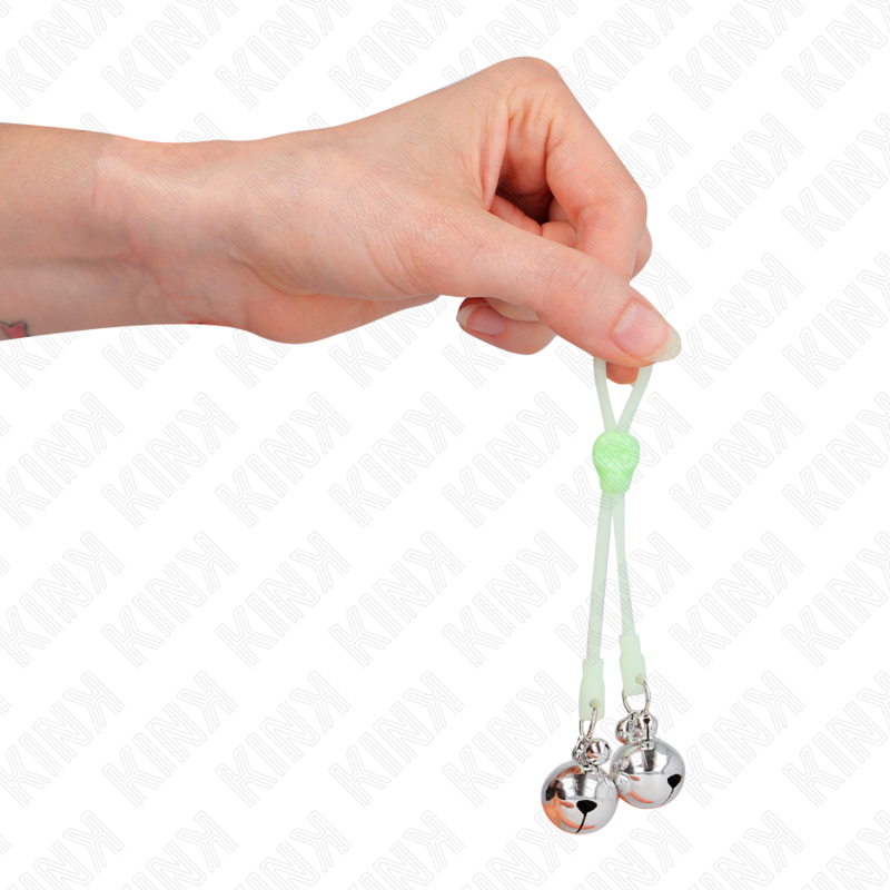 KINK - GLOEIENDE SCHEDEL TEPELKLEMMEN MET RINGBEL VERSTELBAAR GROEN/ZILVER