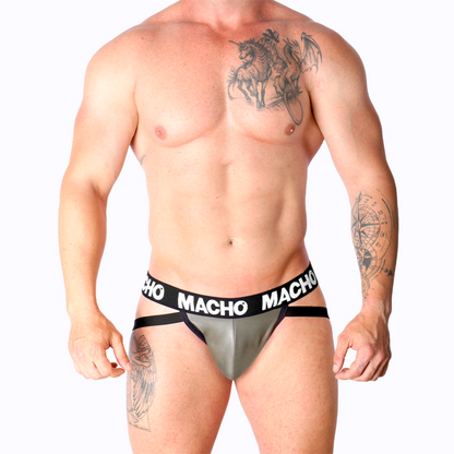 MACHO - MX27GR LEDERJOCK GRAU BEIGE XL