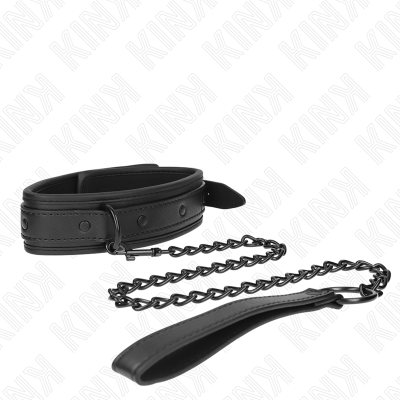 KINK - NEOPREEN BONDAGE HALSBAND MODEL 2 MET RIEM 78 CM VERSTELBAAR 37,5 X 49,5 CM