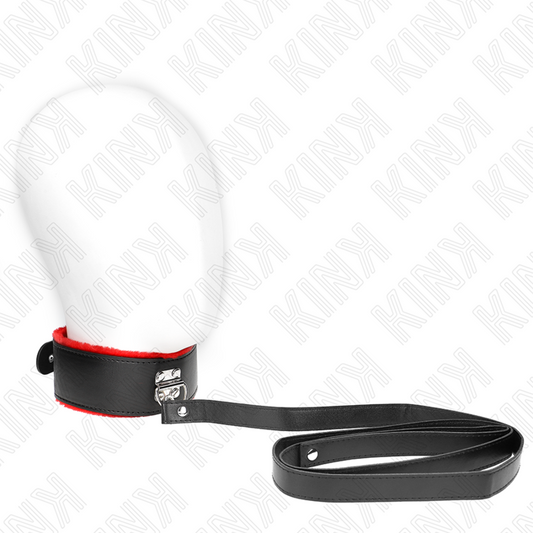 KINK - COLLIER AVEC CEINTURE 116 CM AVEC LAnière en cuir rouge réglable 40-48 cm x 6 cm