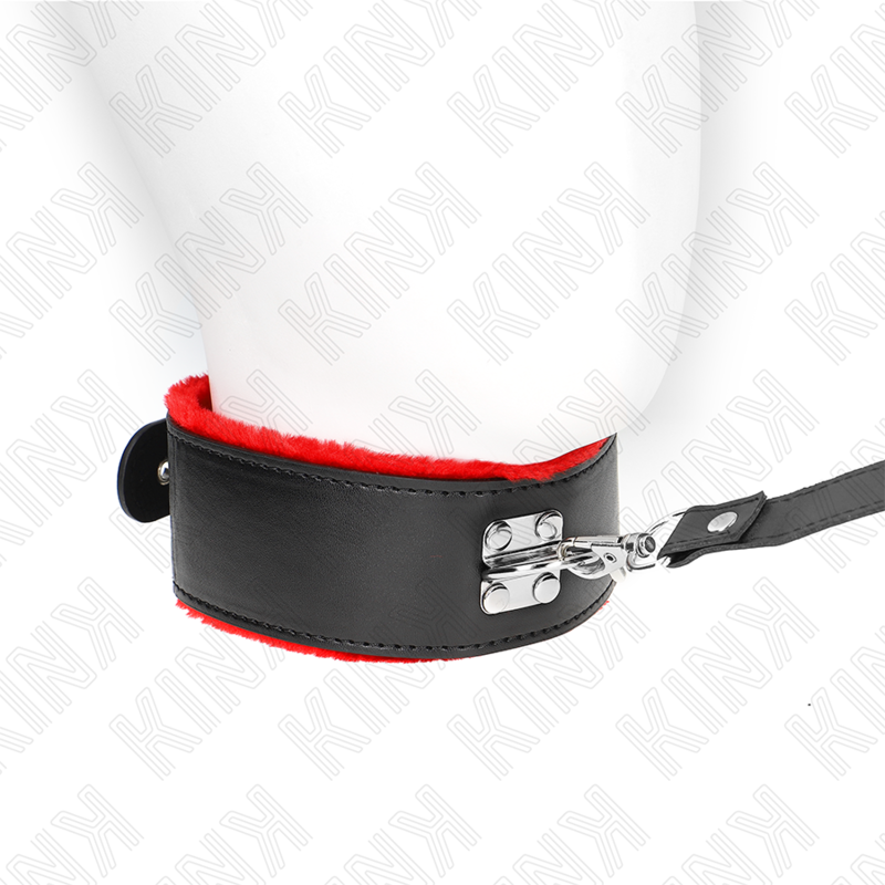 KINK - COLLIER AVEC CEINTURE 116 CM AVEC LAnière en cuir rouge réglable 40-48 cm x 6 cm