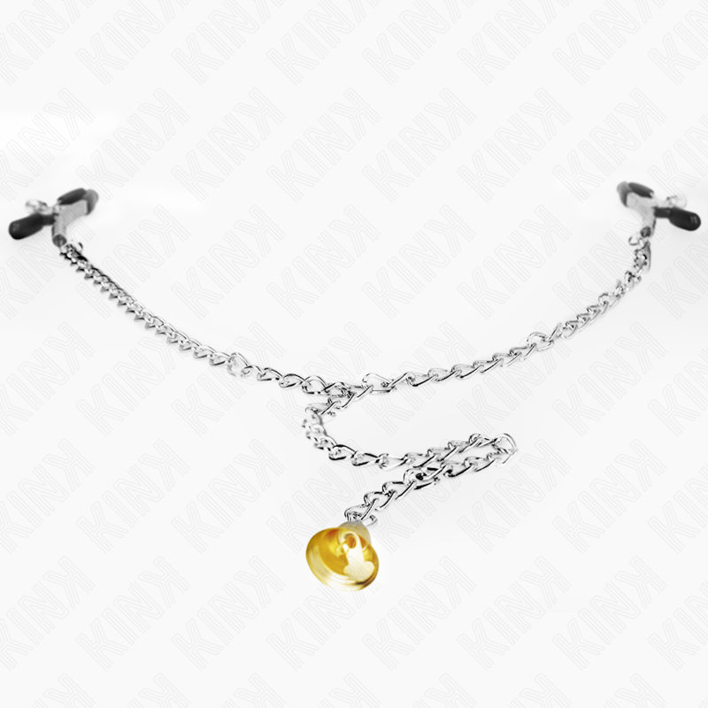 KINK - PINCES À TÉTONS À CHAÎNE AVEC PENDENTIF EN CORNE 30 CM