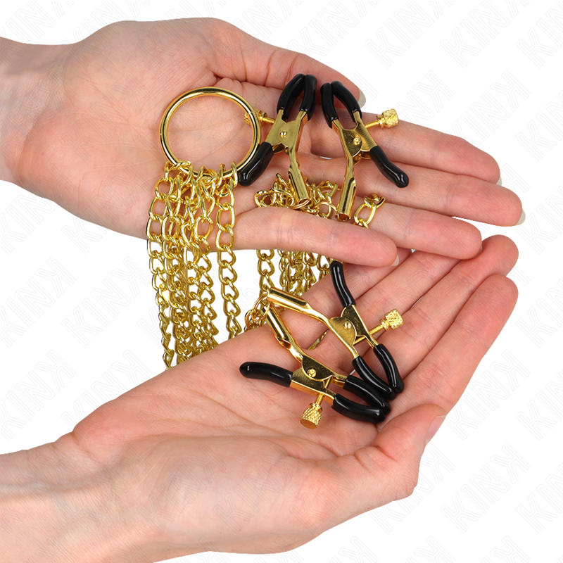 KINK - 4 pinces à tétons et clitoris, réglables, dorées