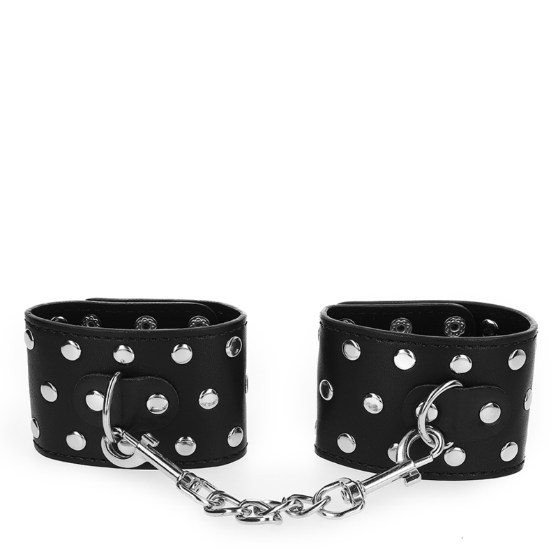KINK - POLSMANCHETTEN MET DRUKSLUITING VOL MET STUDS ZWART VERSTELBAAR 19-24 CM X 5,5 CM