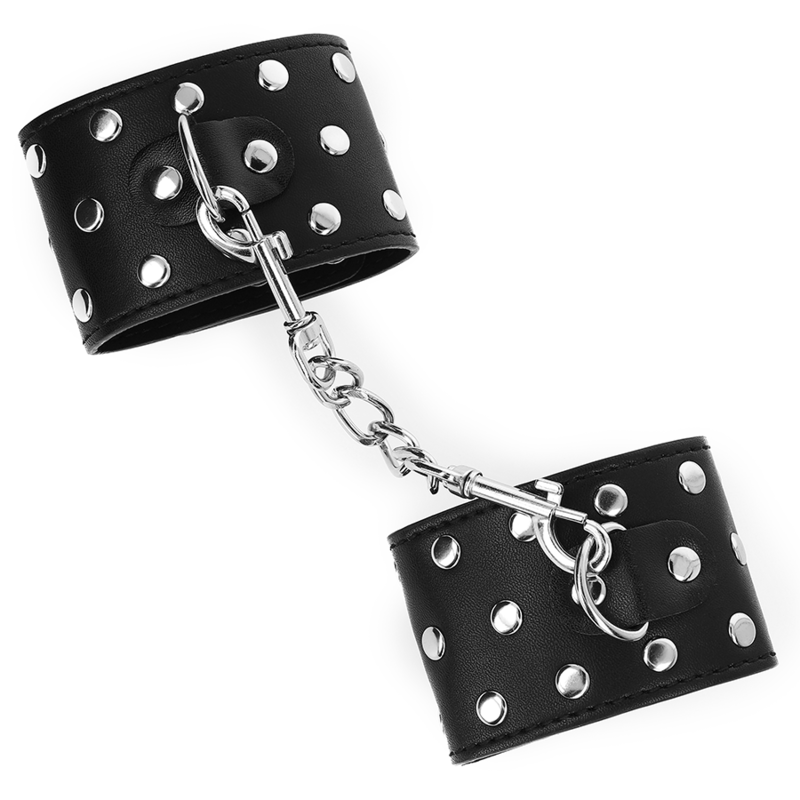 KINK - POLSMANCHETTEN MET DRUKSLUITING VOL MET STUDS ZWART VERSTELBAAR 19-24 CM X 5,5 CM