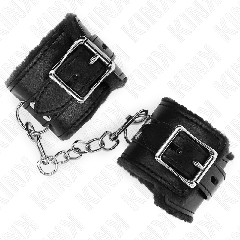 KINK - GEVOERDE POLSMANCHET ZWART MET ZWARTE RIEM VERSTELBAAR 17-29 CM X 6 CM