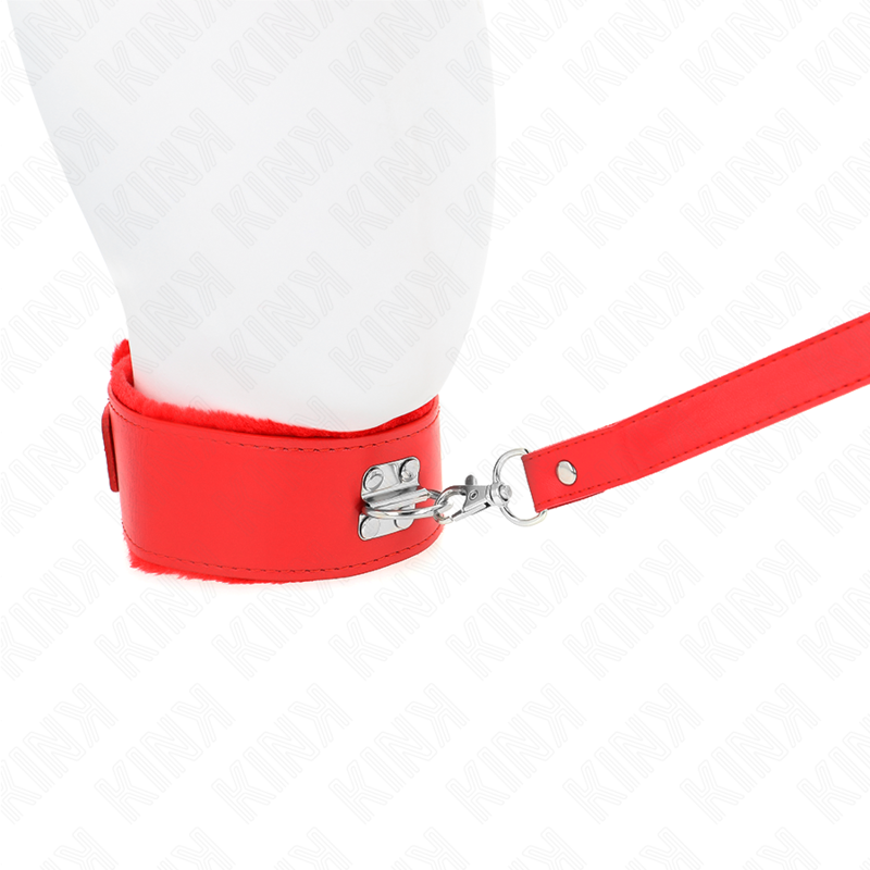 KINK - COLLIER AVEC LAISSE 116 CM AVEC CLOUS ARGENTÉS MODÈLE 4 ROUGE RÉGLABLE 40-48 CM X 6 CM