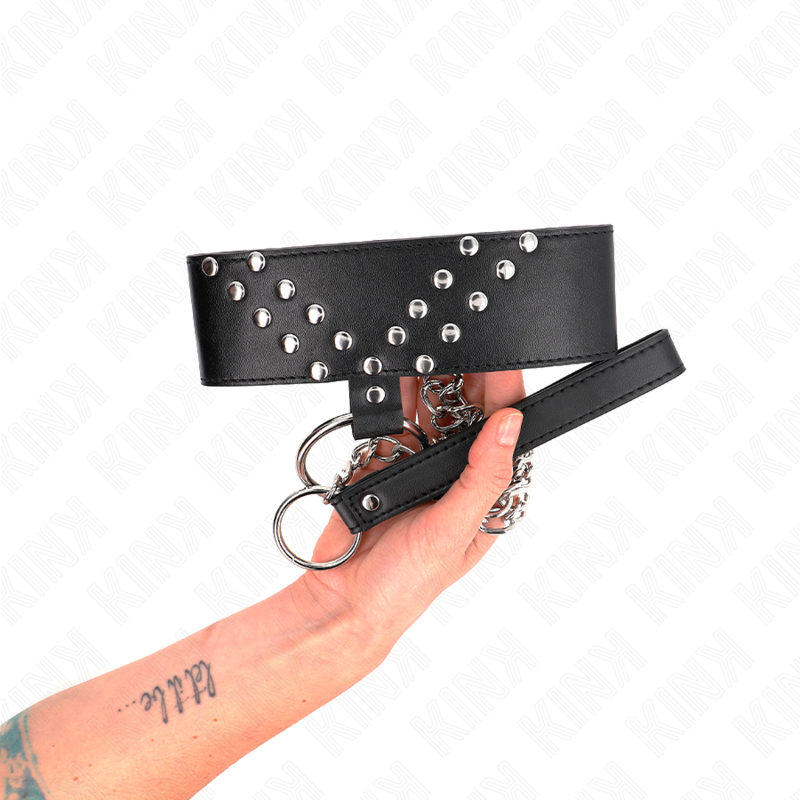 KINK - COLLIER AVEC CEINTURE 65 CM AVEC RIVET EN V RÉGLABLE 36-43 CM X 5 CM