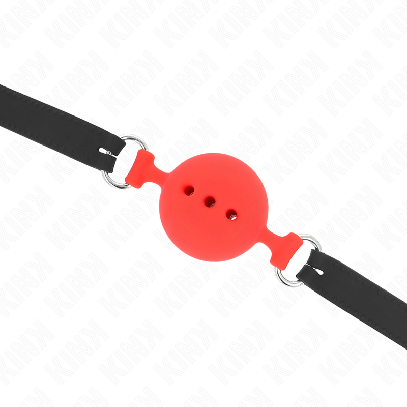 KINK - RABAT ENTIÈREMENT EN SILICONE 55 x 2 CM AVEC BOULE DE 5 CM TAILLE L ROUGE RÉGLABLE 35-51 CM