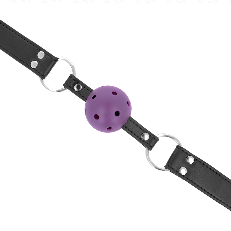KINK - BÂILLON À BOULE RESPIRANT 4 CM AVEC DOUBLE RIVET VIOLET 62,5 x 2,5 CM RÉGLABLE 42-58 CM