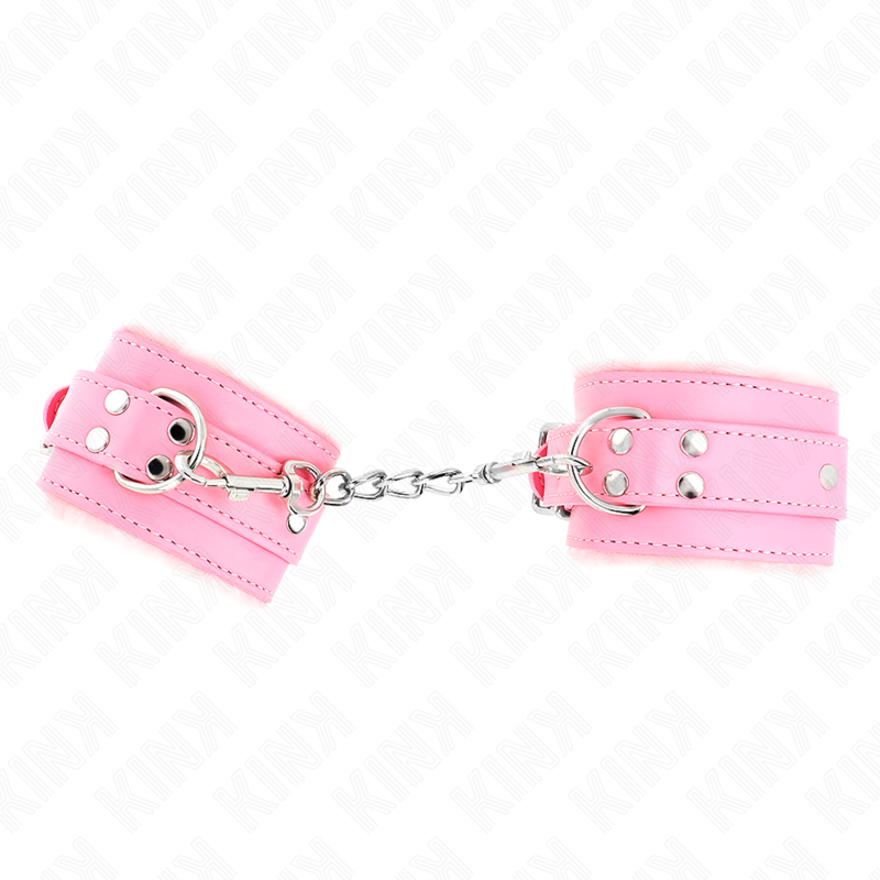KINK - BRACELET DOUBLÉ DE FOURRURE ROSE AVEC CEINTURE ROSE RÉGLABLE 17-29 CM X 6 CM