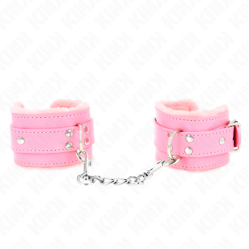 KINK - BRACELET DOUBLÉ DE FOURRURE ROSE AVEC CEINTURE ROSE RÉGLABLE 17-29 CM X 6 CM