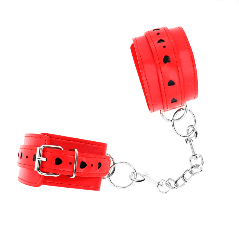 KINK - BRACELET ROUGE AVEC INSERT COEUR NOIR, RÉGLABLE 21-28 CM X 5,5 CM
