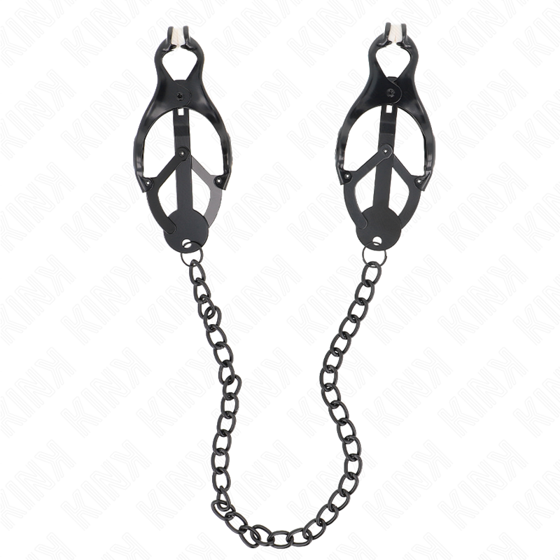 KINK - JAPANSE KLAVER TEPELKLEMMEN MET KETTING ZWART 30 CM