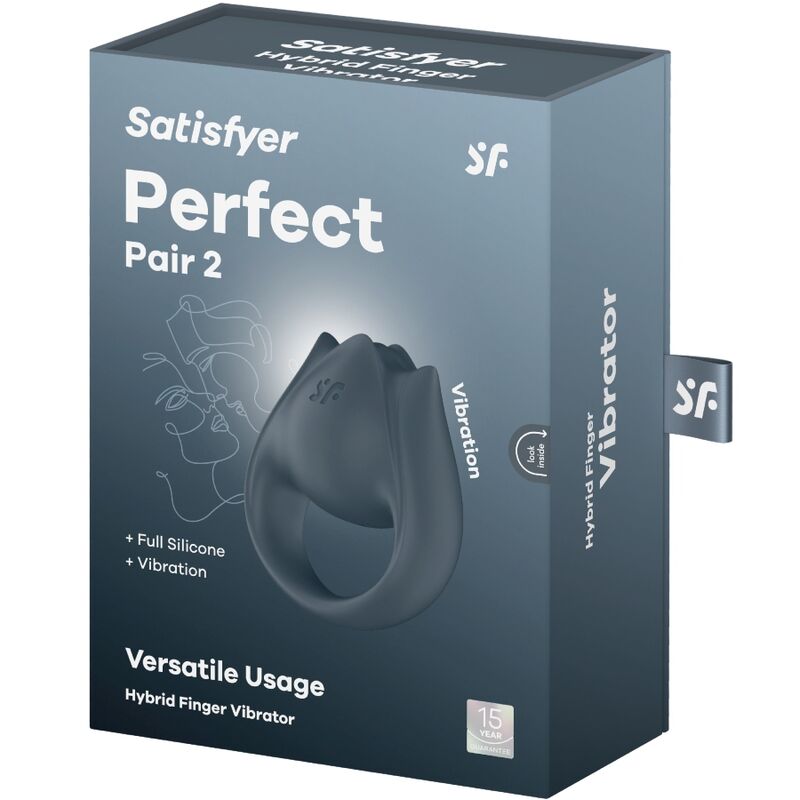 SATISFYER - PERFECTE PAAR 2 MULTIVIBRATOR 2 IN 1 PENIS RING EN VINGER STIMULATOR GRIJS
