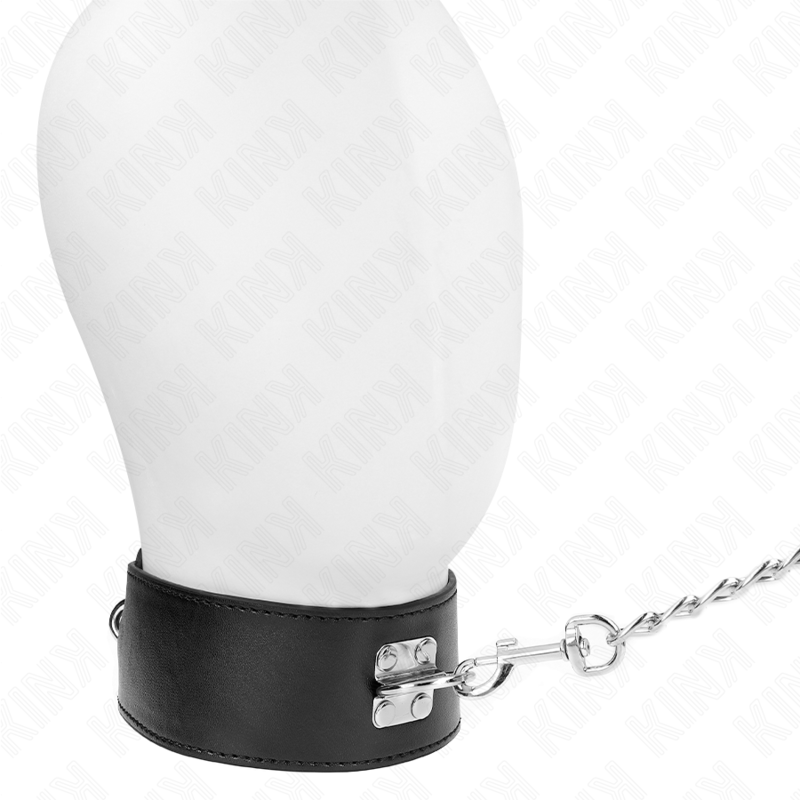 KINK - KETTING MET RIEM 65 CM MET BREDE ZWARTE BAND VERSTELBAAR 33,5-41 CM X 5 CM
