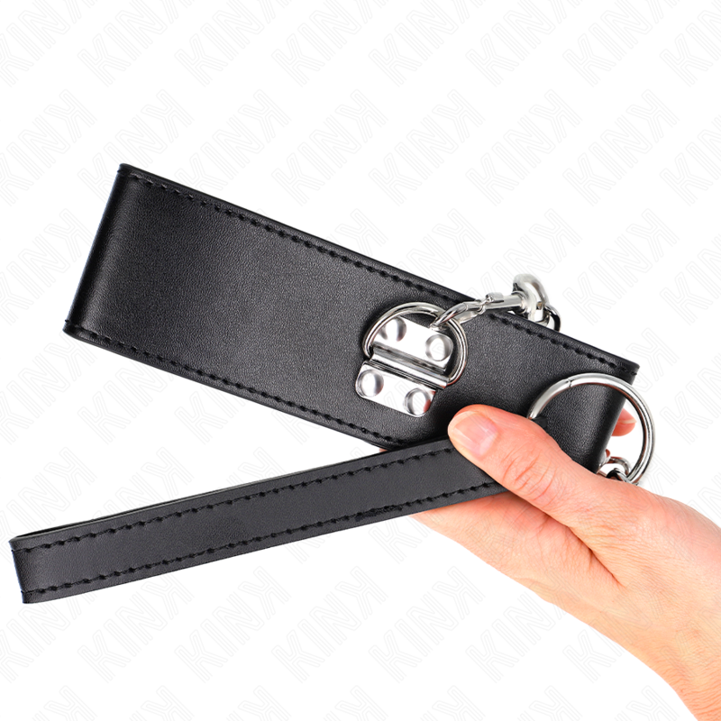 KINK - KETTING MET RIEM 65 CM MET BREDE ZWARTE BAND VERSTELBAAR 33,5-41 CM X 5 CM
