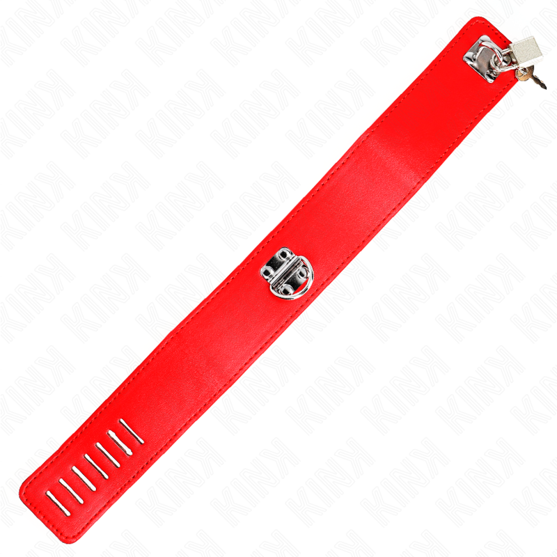 KINK - COLLIER AVEC CEINTURE 65 CM AVEC LARGE BANDE ROUGE RÉGLABLE 33,5-41 CM X 5 CM
