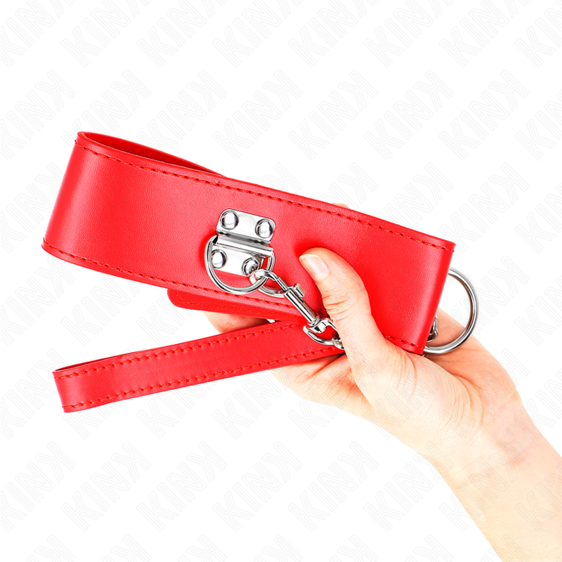 KINK - COLLIER AVEC CEINTURE 65 CM AVEC LARGE BANDE ROUGE RÉGLABLE 33,5-41 CM X 5 CM