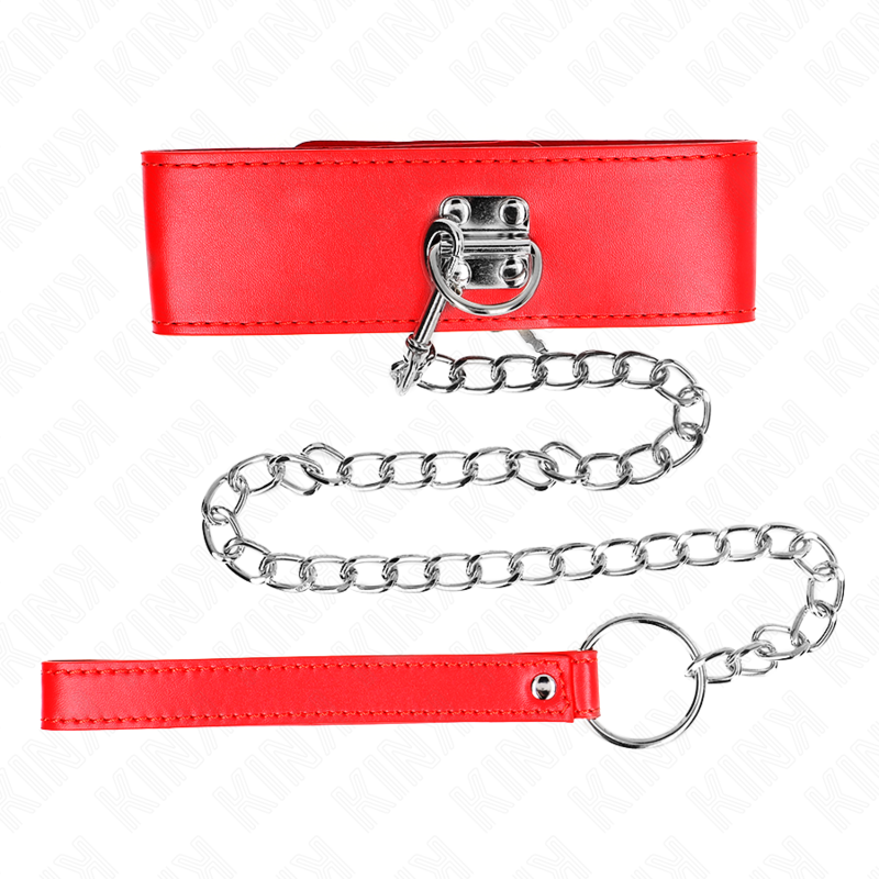 KINK - COLLIER AVEC CEINTURE 65 CM AVEC LARGE BANDE ROUGE RÉGLABLE 33,5-41 CM X 5 CM