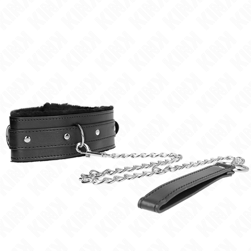 KINK - HALSBAND MET LIJN 65 CM MET BEPERKINGEN ZWART 36-42 CM X 5,5 CM