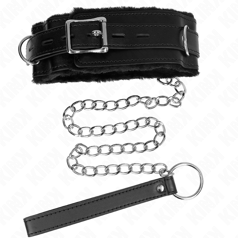 KINK - HALSBAND MET LIJN 65 CM MET BEPERKINGEN ZWART 36-42 CM X 5,5 CM