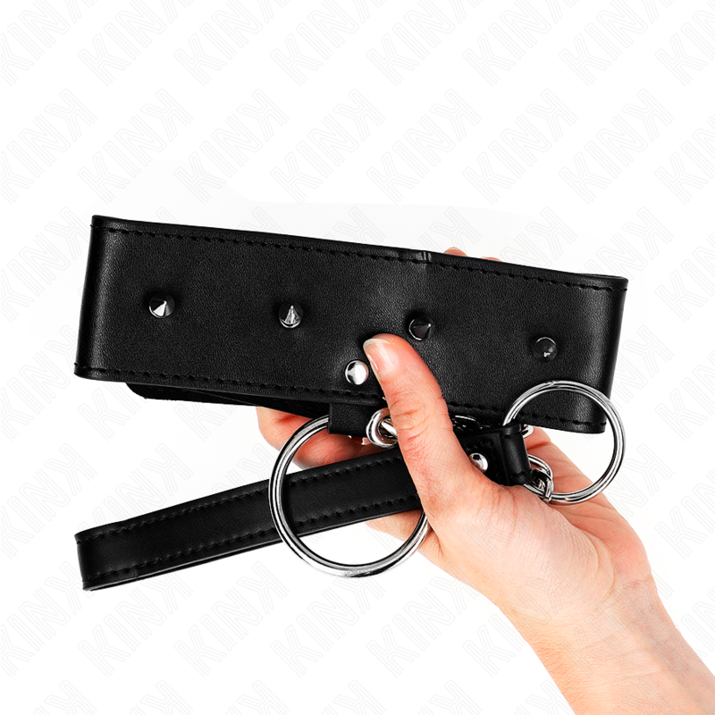 KINK - COLLIER 65 CM AVEC LAISSE À CLOUS ARGENTÉS MODÈLE 2 RÉGLABLE 36-43 CM X 5 CM