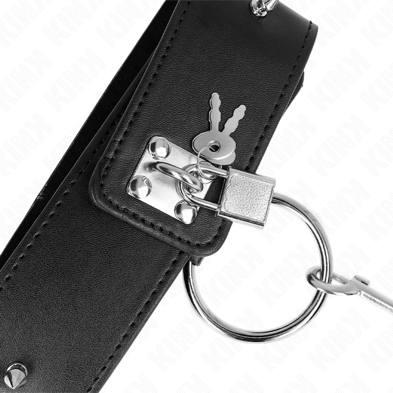 KINK - COLLIER 65 CM AVEC LAISSE À CLOUS ARGENTÉS MODÈLE 2 RÉGLABLE 36-43 CM X 5 CM