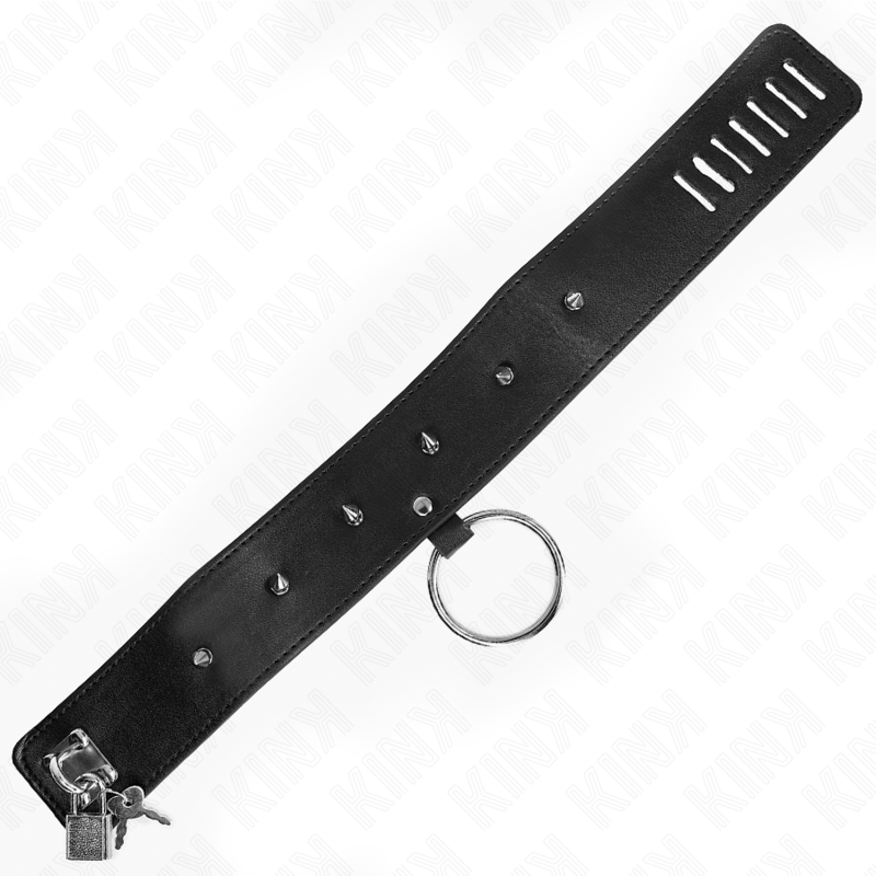 KINK - COLLIER 65 CM AVEC LAISSE À CLOUS ARGENTÉS MODÈLE 2 RÉGLABLE 36-43 CM X 5 CM