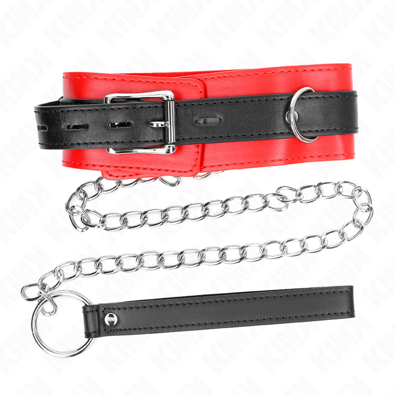 KINK - KRAAG MET RIEM 65 CM MET RODE BAND 54 X 4,5 CM