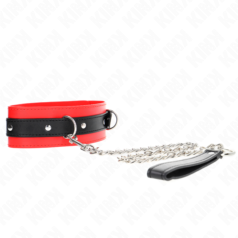 KINK - KRAAG MET RIEM 65 CM MET RODE BAND 54 X 4,5 CM