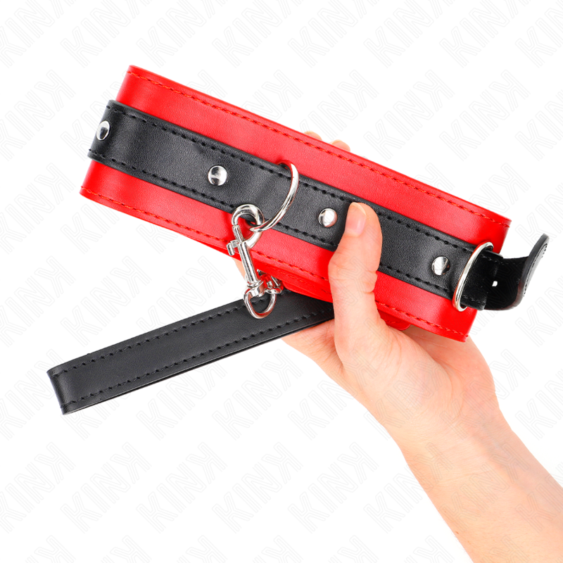 KINK - KRAAG MET RIEM 65 CM MET RODE BAND 54 X 4,5 CM